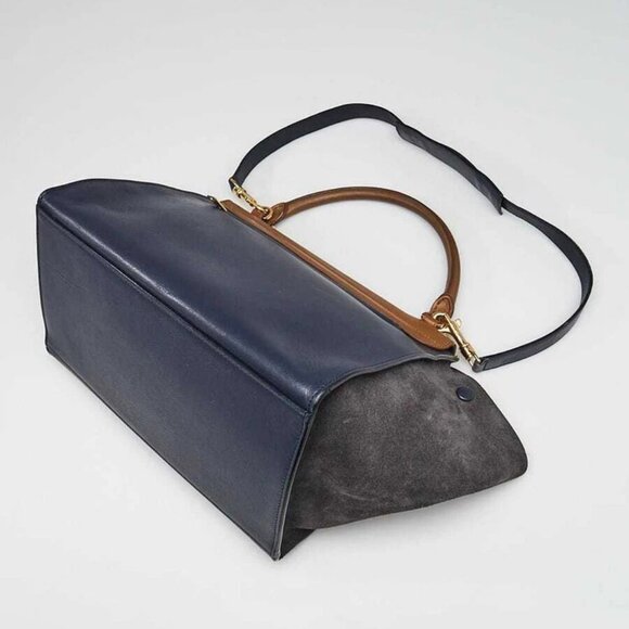 Celine Tri-Color Leather and Suede Medium Trapeze Bag - Picture 3 of 12